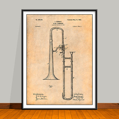 1902 Slide Trombone Patent Print - UNFRAMED