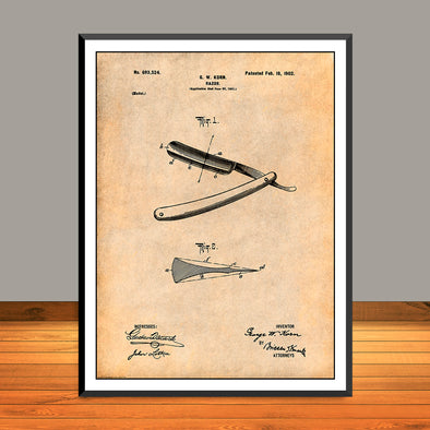 1902 Straight Razor Patent Print - UNFRAMED