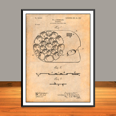 1902 Artist Palette Patent Print - Unframed