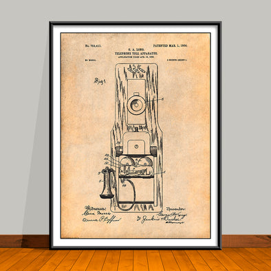 1902 G. A. Long Pay Telephone Patent Print - Unframed