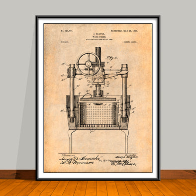 1902 Wine Press Patent Print - Unframed