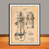 1903 Fire Hydrant Patent Poster Print - UNFRAMED