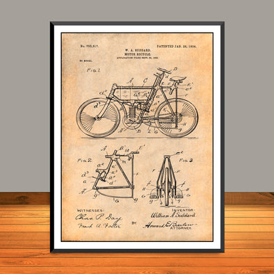1903 Studdard Motor Bicycle Patent Print - Unframed