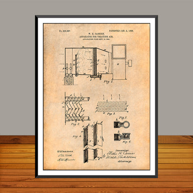 1904 Carrier Air Conditioning System Patent Print - UNFRAMED