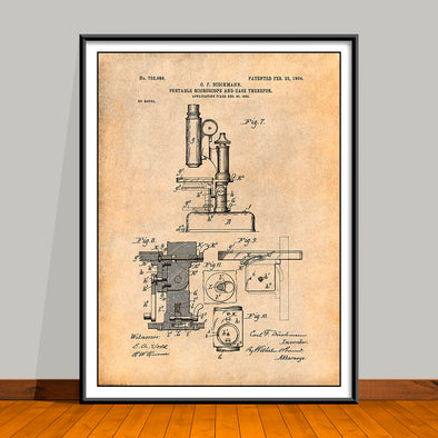 1904 Portable Microscope Patent Print - UNFRAMED