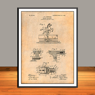 1904 Riding Gallery Patent Print - Unframed