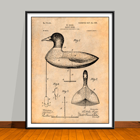 1904 Duck Hunting Decoy Patent Print - Unframed