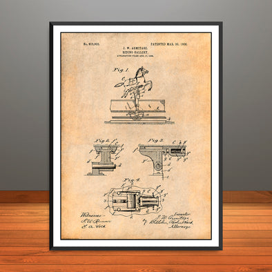 1904 Riding Gallery Patent Print - Unframed