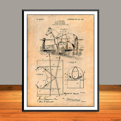 1905 Meyers Horse Blanket Patent Print - UNFRAMED