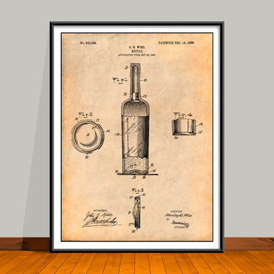 1905 Wine Bottle Patent Print - Unframed