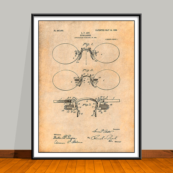 1906 Eyeglasses Patent Print - UNFRAMED