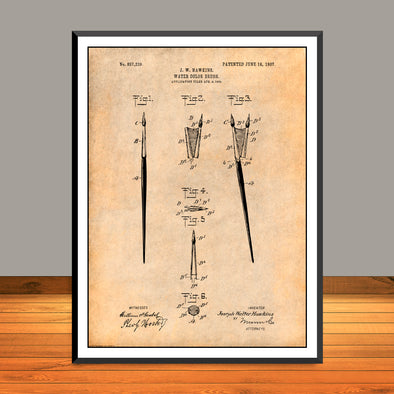 1906 Water Color Brush Patent Print - Unframed