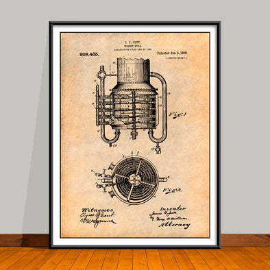 1906 Whiskey Still Patent Print - Unframed