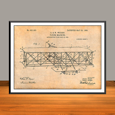 1906 Wright Brothers Flying Machine Patent Print - UNFRAMED