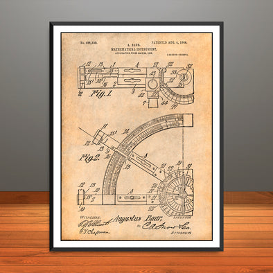 1907 Mathematical Instrument Patent Print - Unframed