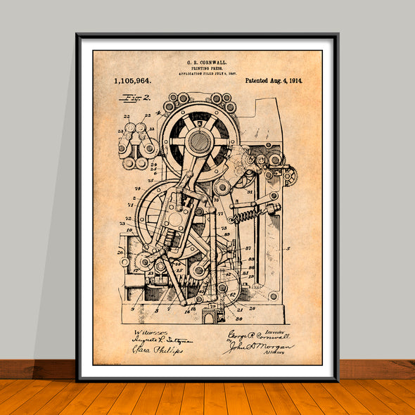 1907 Printing Press Patent Print - UNFRAMED