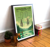 Vintage Fly Hook Patent with Scenic River Artwork – Rustic Fishing Decor - UNFRAMED