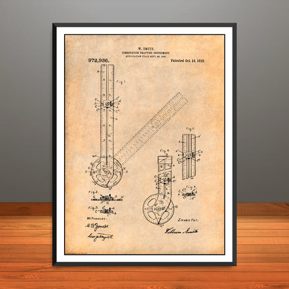 1909 Combination Drafting Intrument Patent Print - Unframed
