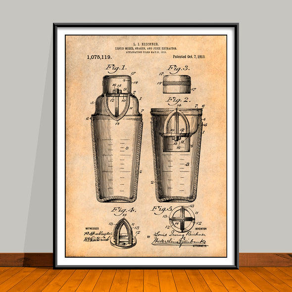 1913 Drink Shaker Patent Print - Unframed