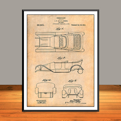 1914 Dodge Brothers Car Body Design Patent Print - UNFRAMED