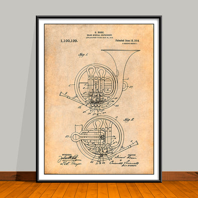1914 French Horn Patent Print - UNFRAMED