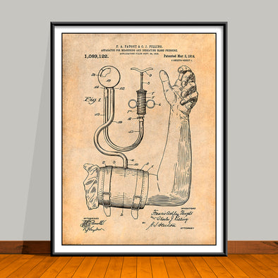 1914 Sphygmomanometer Blood Pressure Apparatus Patent Print - Unframed