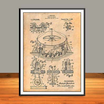 1915 Merry Go Round Patent Print - Unframed