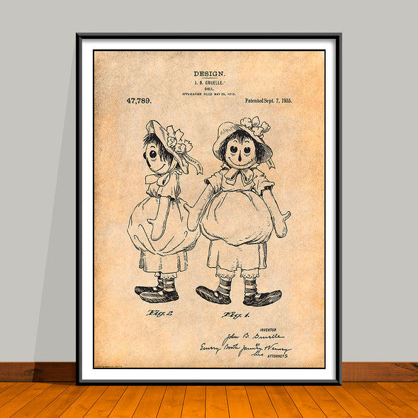 1915 Raggedy Ann Doll Patent Print - UNFRAMED