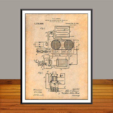 1916 Carrier Method for Cooling Air Patent Print - UNFRAMED