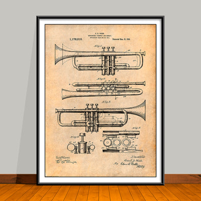 1916 Trumpet and Cornet Patent Print - UNFRAMED