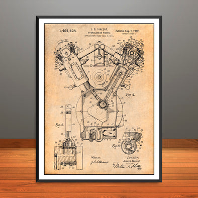 1916 Packard Hydrocarbon Motor Patent Print - Unframed