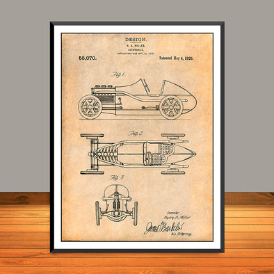 1920 H. A. Miller Race Car Patent Print - UNFRAMED