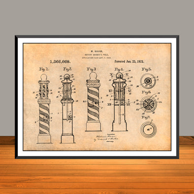 1920 Kavan Rotary Barber Pole Patent Print - Unframed