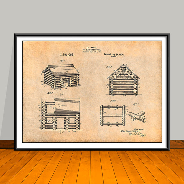 1920 Lincoln Logs Patent Print - UNFRAMED