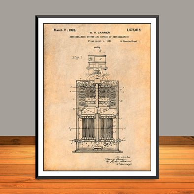 1921 Carrier Refrigerating System Patent Print - UNFRAMED