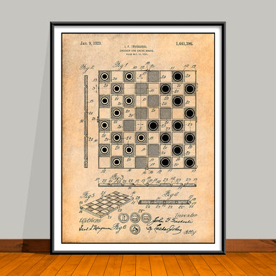 1921 Checker and Chess Board Patent Print - UNFRAMED