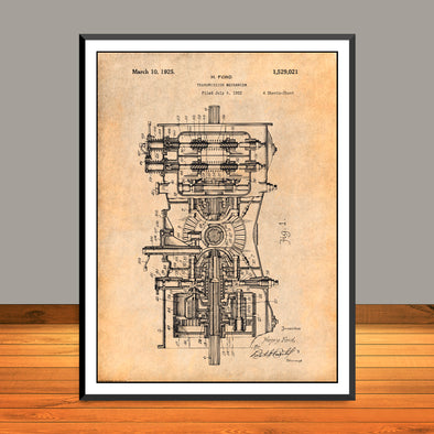 1922 Henry Ford Transmission Patent Print - Unframed