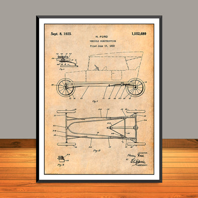 1922 Henry Ford Vehicle Construction Patent Print - UNFRAMED