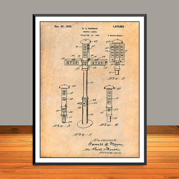 1922 G.A. Morgan - First Traffic Signal Patent Print - UNFRAMED