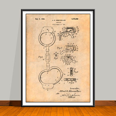 1923 Handcuffs Patent Print - UNFRAMED
