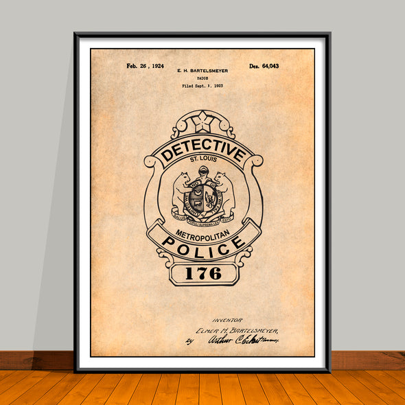 1923 Badge Patent Print - Unframed