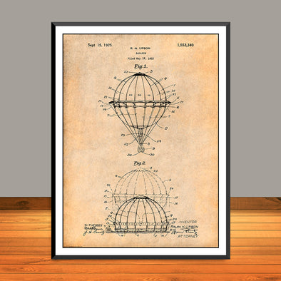 1923 Hot Air Balloon Patent Print - UNFRAMED