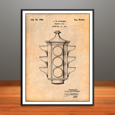 1923 Traffic Light Patent Print - Unframed