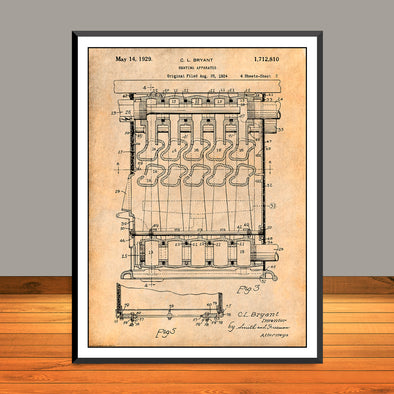 1924 Bryant Heating Apparatus Patent Print - UNFRAMED