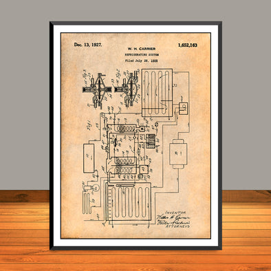1925 Carrier Refrigerating System Patent Print - UNFRAMED