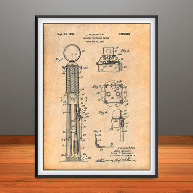 1925 Gas Pump Patent Print - Unframed