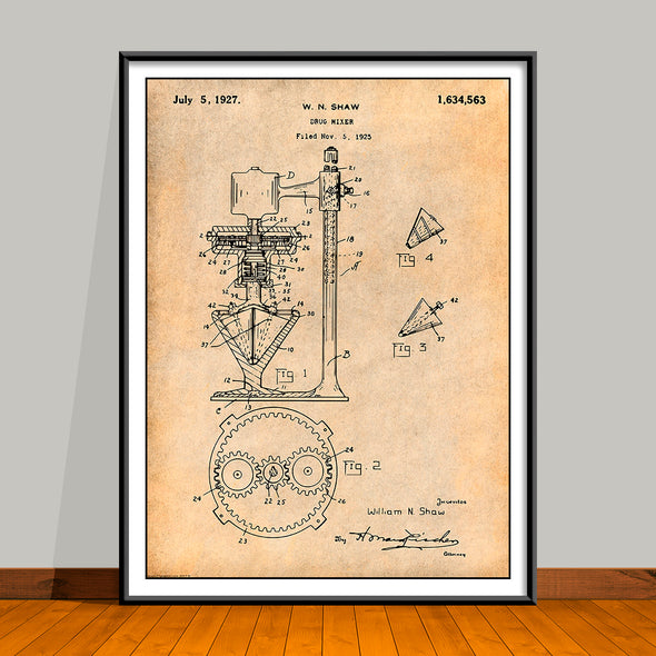 1925 Pharmacist Drug Mixer Patent Print - Unframed