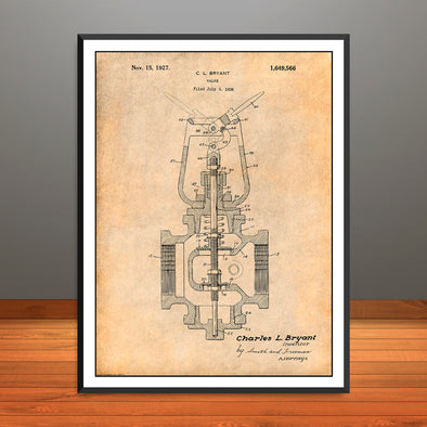 1926 Bryant Valve Patent Print - Unframed