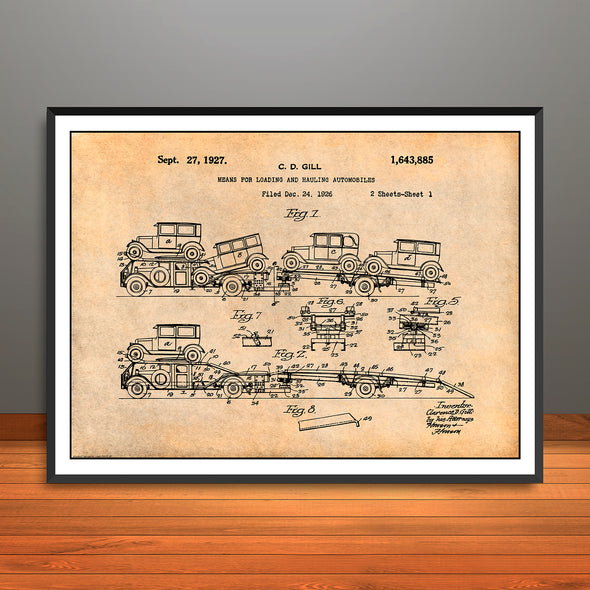 1926 Gill Automobile Hauler Truck Patent Print - Unframed