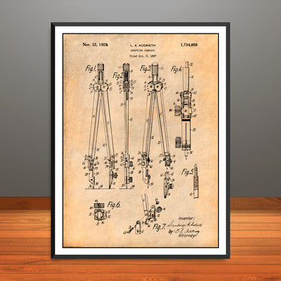 1927 Drafting Compass Patent Print - Unframed
